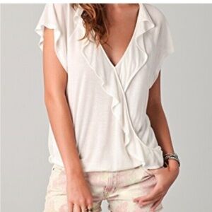 Sheer White V Neck Cross Blouse